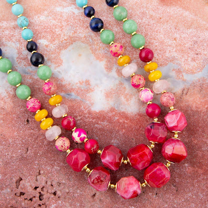 Colorful Serape Multi Stone Statement Necklace Barse Jewelry