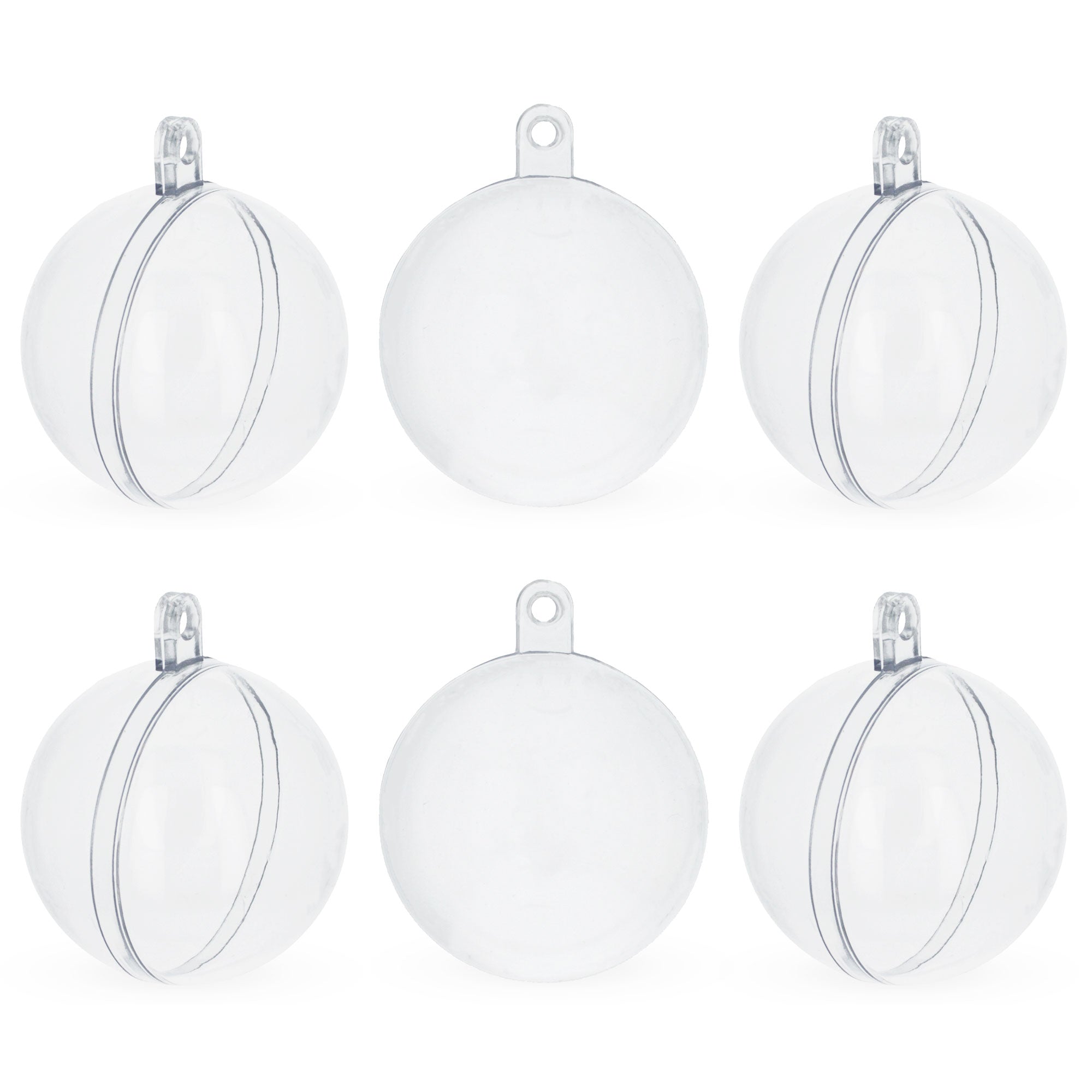 Set of 6 Mini Clear Plastic Ball Ornaments 1.92 Inches (49 mm)