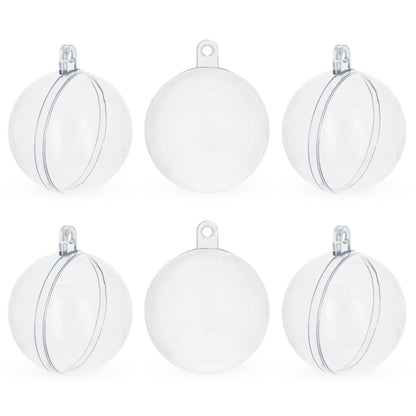 Set of 6 Mini Clear Plastic Ball Ornaments 1.92 Inches (49 mm)