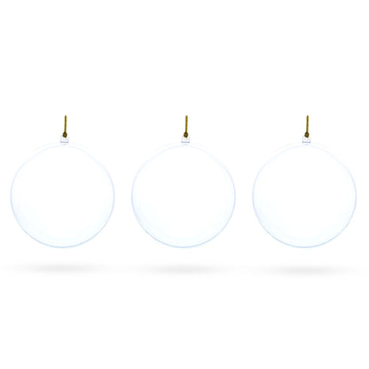 Set of 3 Clear Plastic Ball Ornaments 4.7 Inches