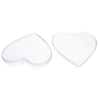 Set of 3 Clear Plastic Heart Ornaments 3.05 Inches