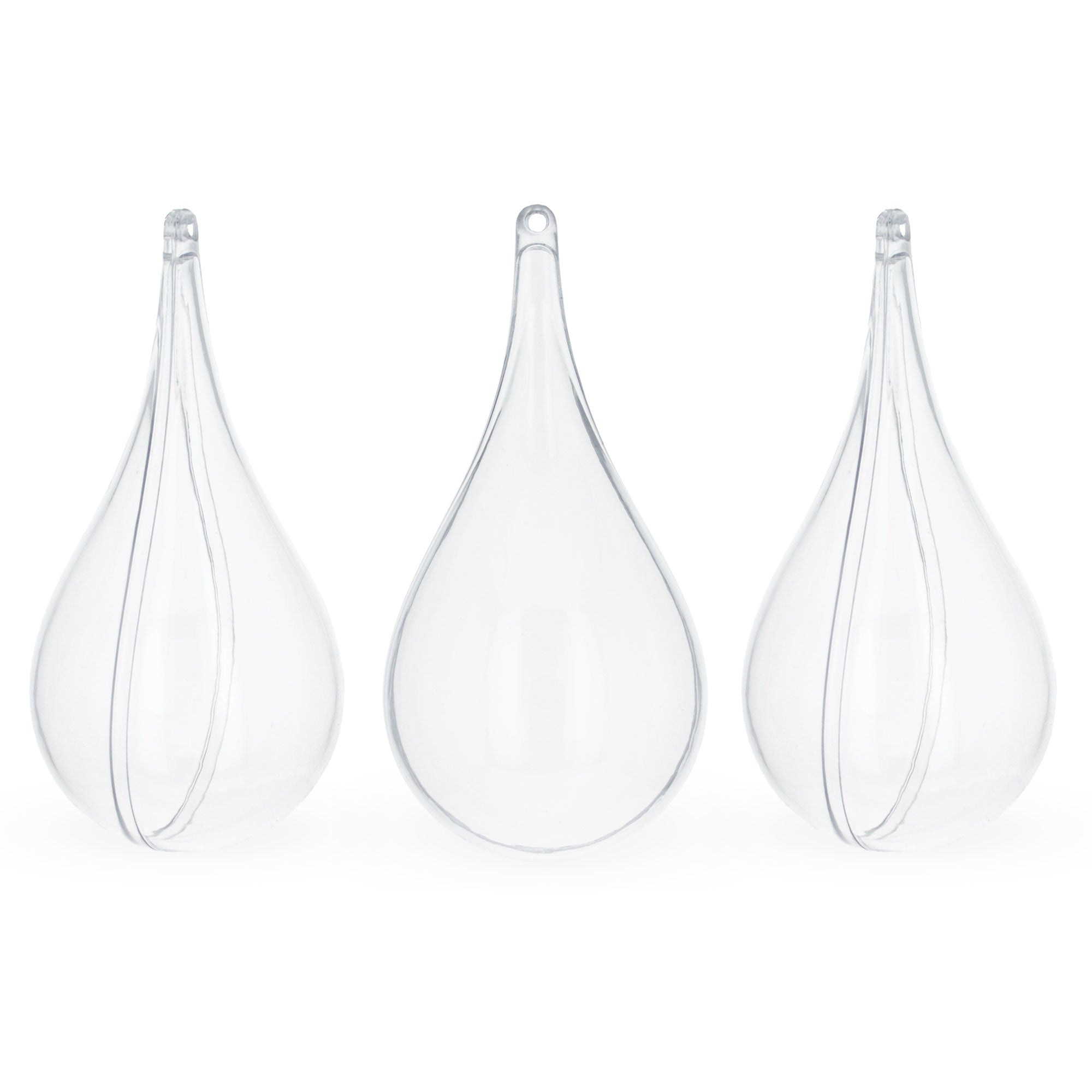 Set of 3 Clear Plastic Waterdrop Ornaments 4.3 Inches (109 mm)