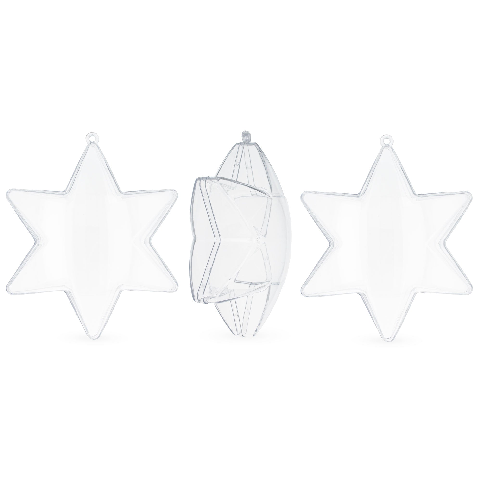 Set of 3 Clear Plastic Hexagon Ornaments 4 Inches