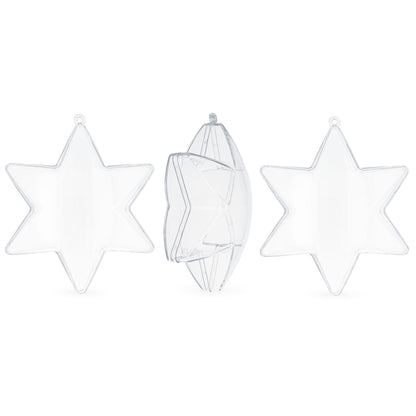 Set of 3 Clear Plastic Hexagon Ornaments 4 Inches