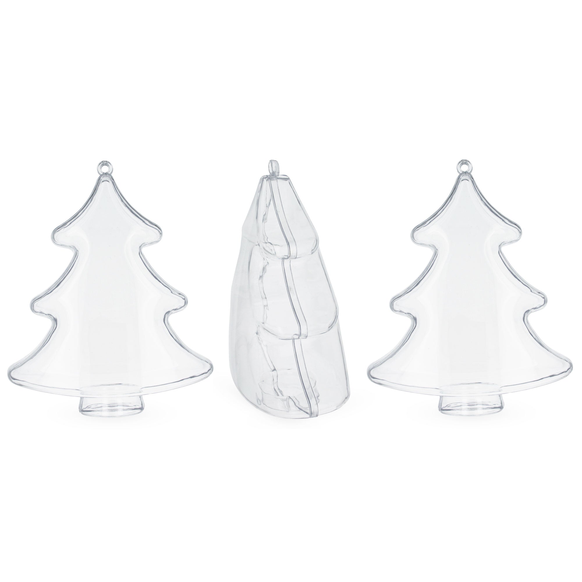 Set of 3 Clear Plastic Christmas Tree Shape Ornaments 4.35 Inches BestPysanky