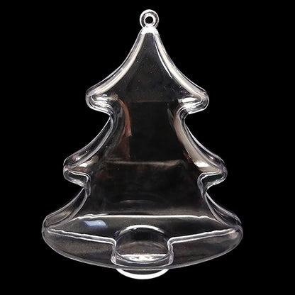 Set of 3 Clear Plastic Christmas Tree Shape Ornaments 4.35 Inches BestPysanky