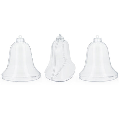Set of 3 Clear Plastic Bell Ornaments 3.7 Inches (94 mm)