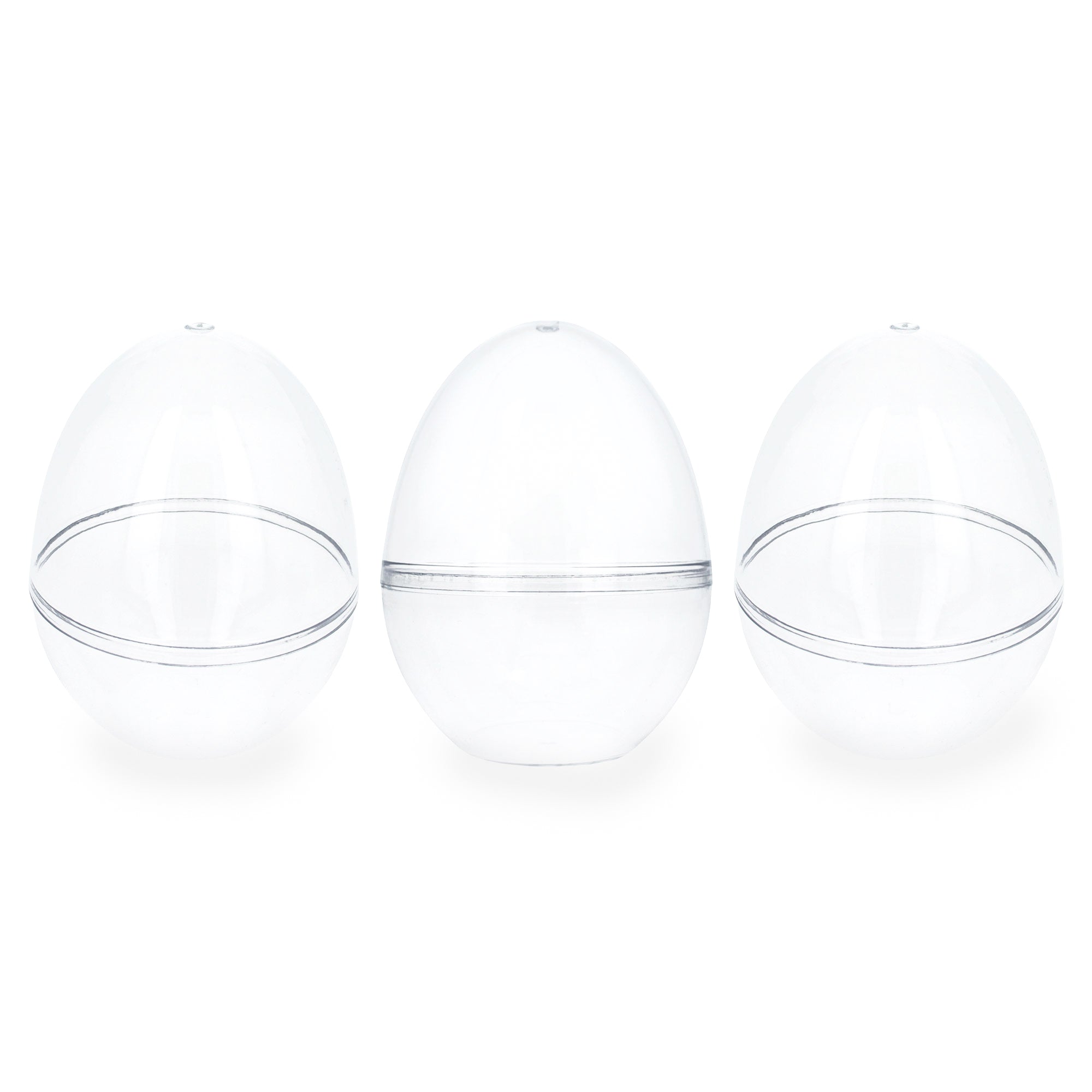 Set of 3 Clear Plastic Standing Egg Ornaments 3.58 Inches (91 mm)