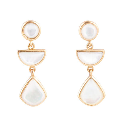 Shaped in White Mother of Pearl Golden Post Earrings Barse Jewelry