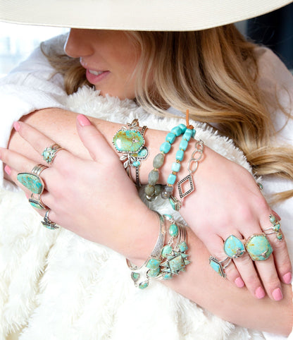 Sharp Blue Turquoise and Sterling Silver Cuff Bracelet Barse Jewelry