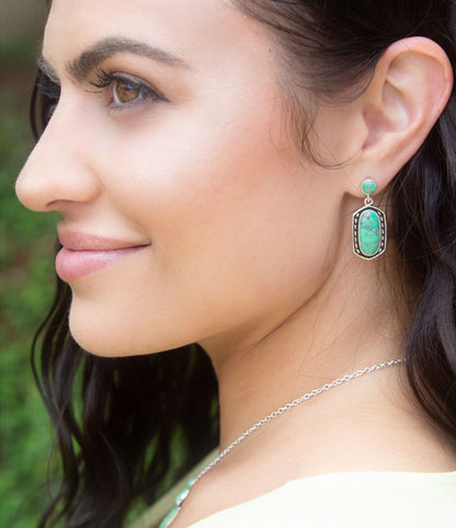 Shielded Lime Turquoise and Sterling Silver Earrings Barse Jewelry