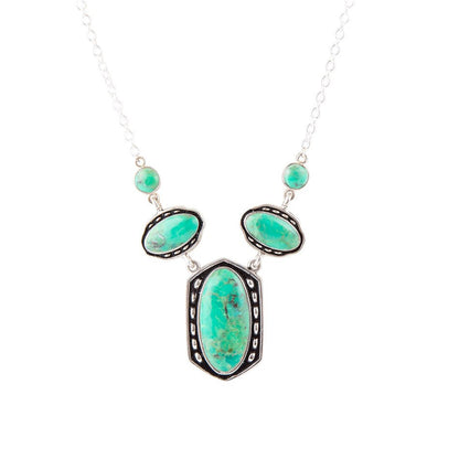 Shielded Lime Greeen Turquoise and Sterling SIlver Necklace Barse Jewelry