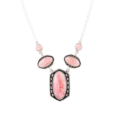 Shielded Pink Rhodonite and Sterling Silver Necklace Barse Jewelry