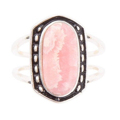 Shielded Pink Rhodonite and Sterling Silver Ring Barse Jewelry