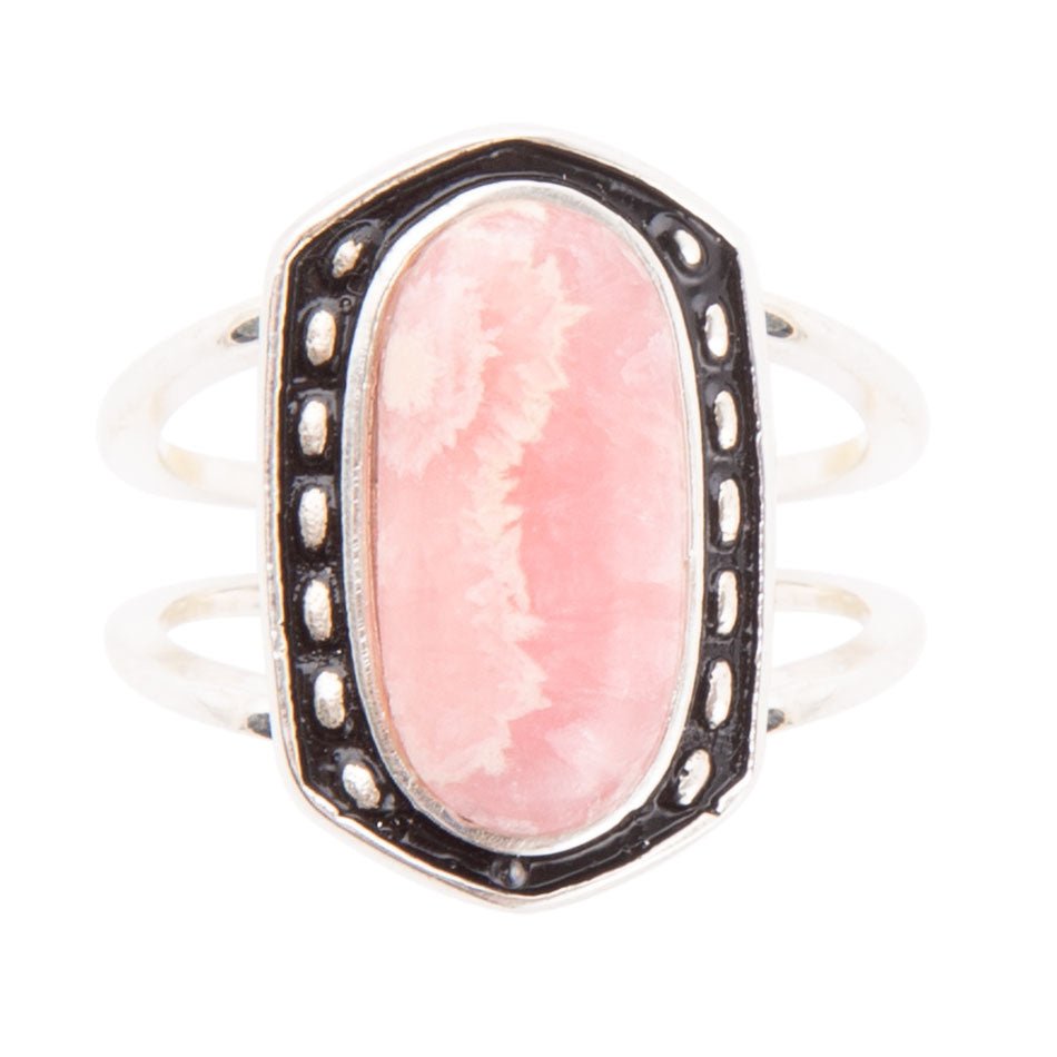 Shielded Pink Rhodonite and Sterling Silver Ring Barse Jewelry