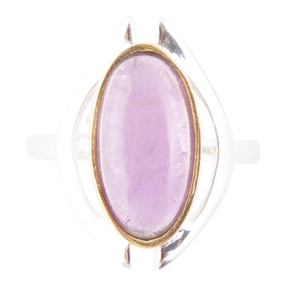 Shine Bright Purple Amethyst Sterling Silver and Gold Ring Barse Jewelry
