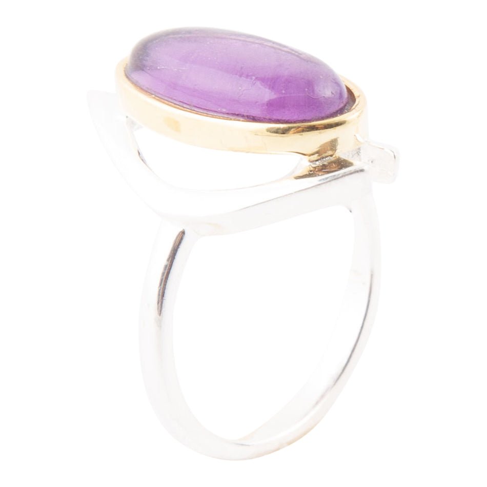 Shine Bright Purple Amethyst Sterling Silver and Gold Ring Barse Jewelry