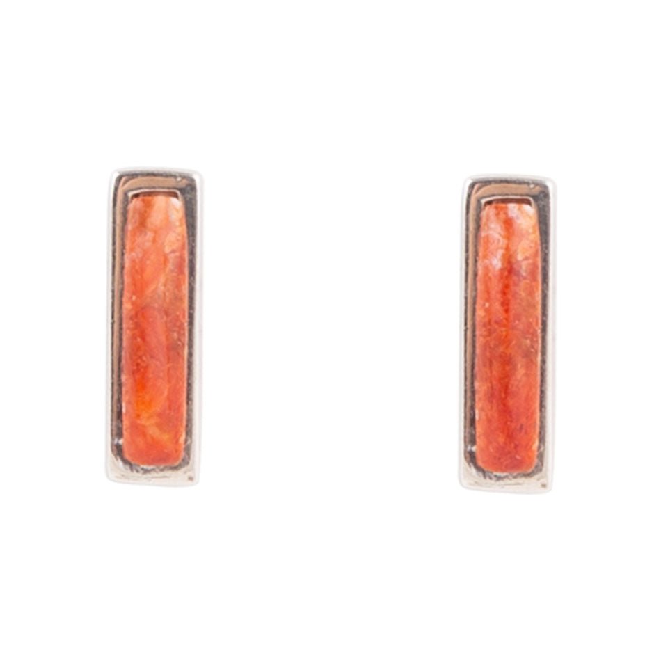 Short Linear Orange Sponge Coral and Sterling Earrings Barse Jewelry