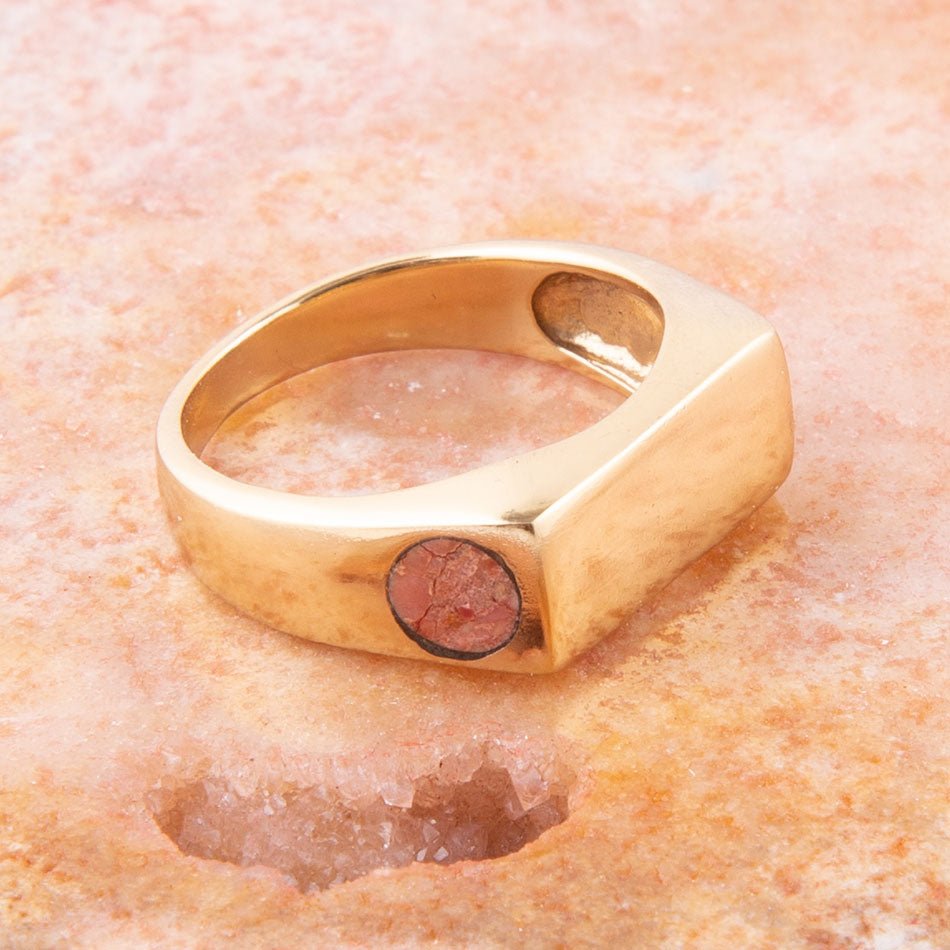 Signet Orange Sponge Coral and Bronze In The Hole Ring Barse Jewelry