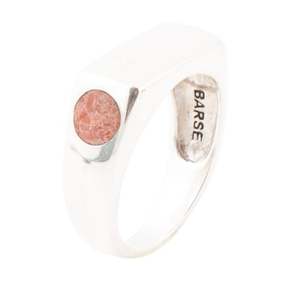 Signet Orange Sponge Coral and Sterling Silver In The Hole Ring Barse Jewelry
