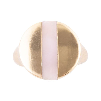 Signet Pink Opal and Bronze Circle Ring Barse Jewelry