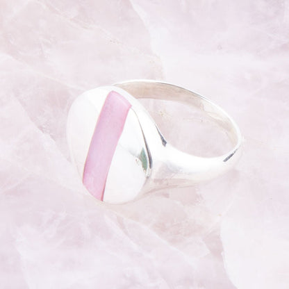 Signet Pink Opal and Sterling Silver Circle Ring Barse Jewelry