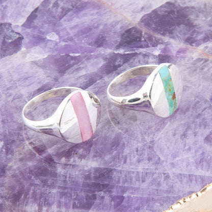 Signet Pink Opal and Sterling Silver Circle Ring Barse Jewelry