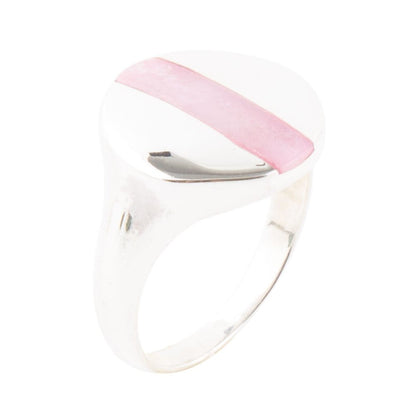 Signet Pink Opal and Sterling Silver Circle Ring Barse Jewelry