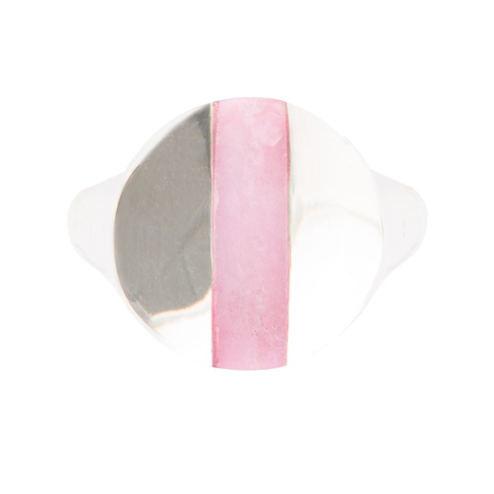 Signet Pink Opal and Sterling Silver Circle Ring Barse Jewelry