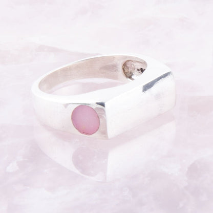 Signet Pink Opal and Sterling Silver In The Hole Ring Barse Jewelry