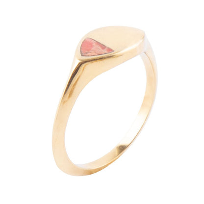 Signet Triangle Orange Sponge Coral and Golden Bronze Ring Barse Jewelry