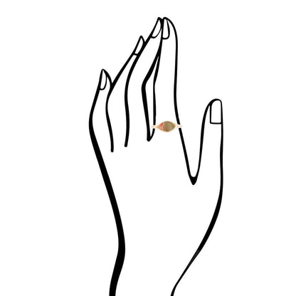 Signet Triangle Orange Sponge Coral and Golden Bronze Ring Barse Jewelry