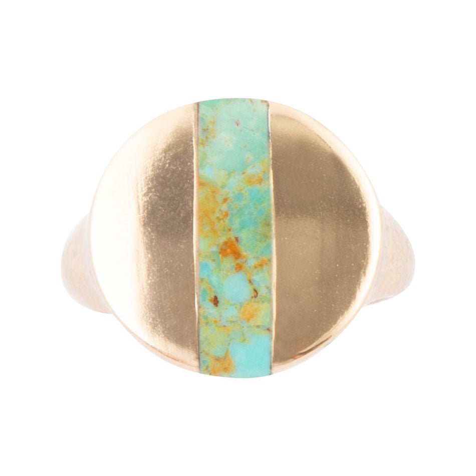 Signet Turquoise and Bronze Circle Ring Barse Jewelry