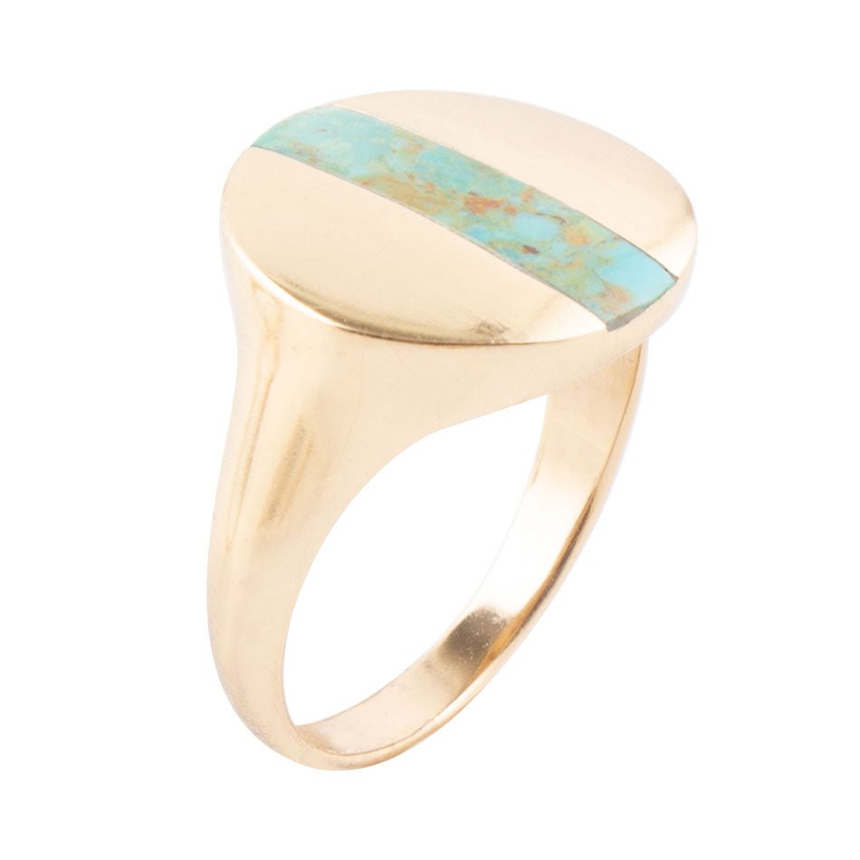 Signet Turquoise and Bronze Circle Ring Barse Jewelry