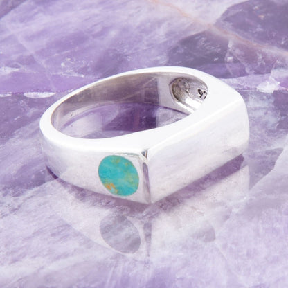 Signet Turquoise and Sterling Silver In The Hole Ring Barse Jewelry