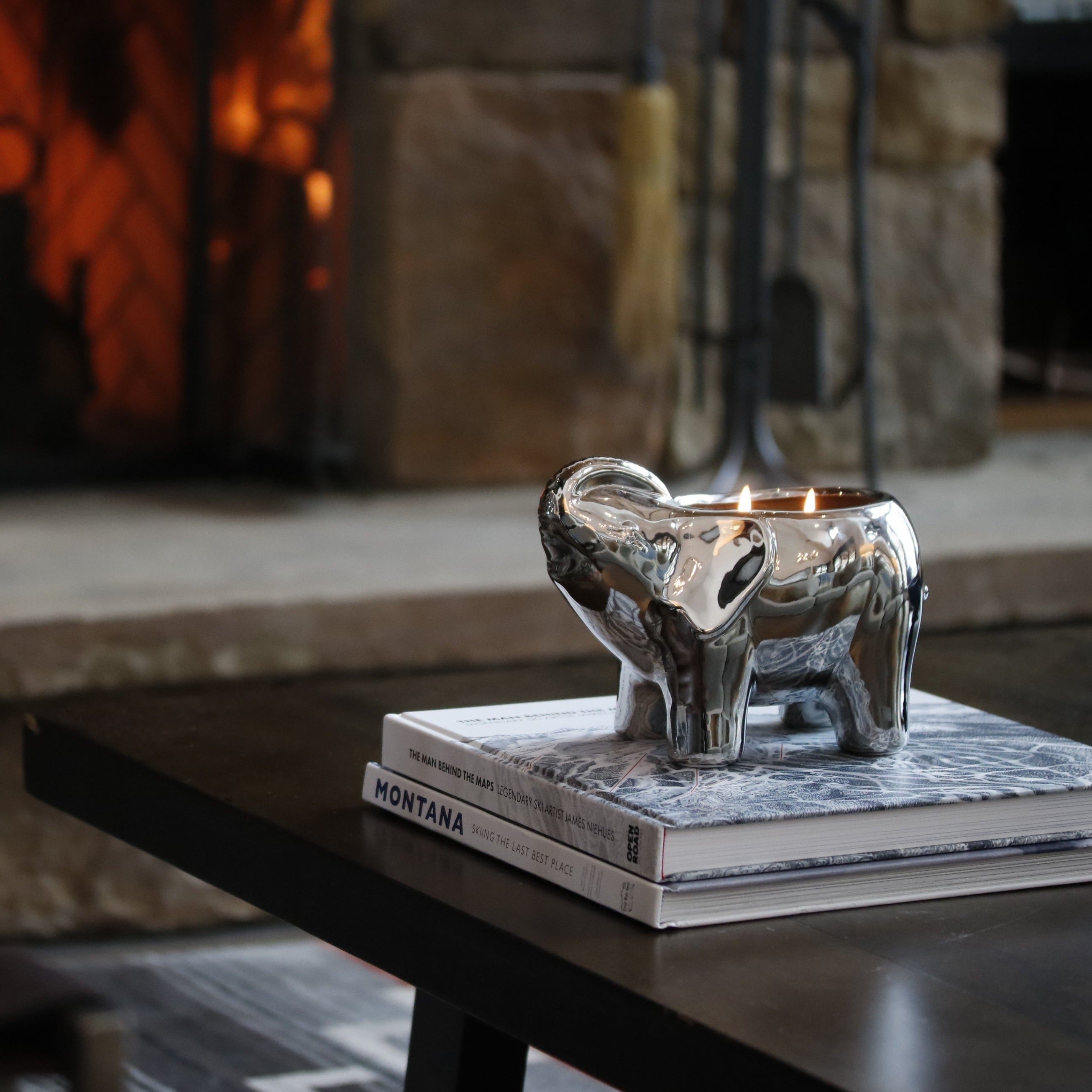 Silver Elephant Candle