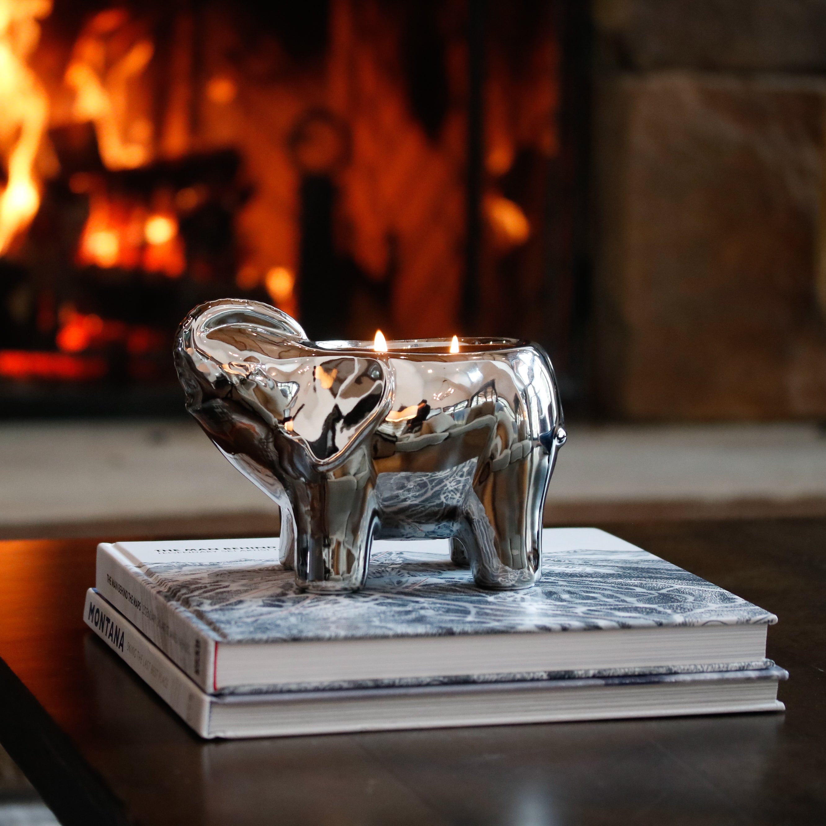 Silver Elephant Candle