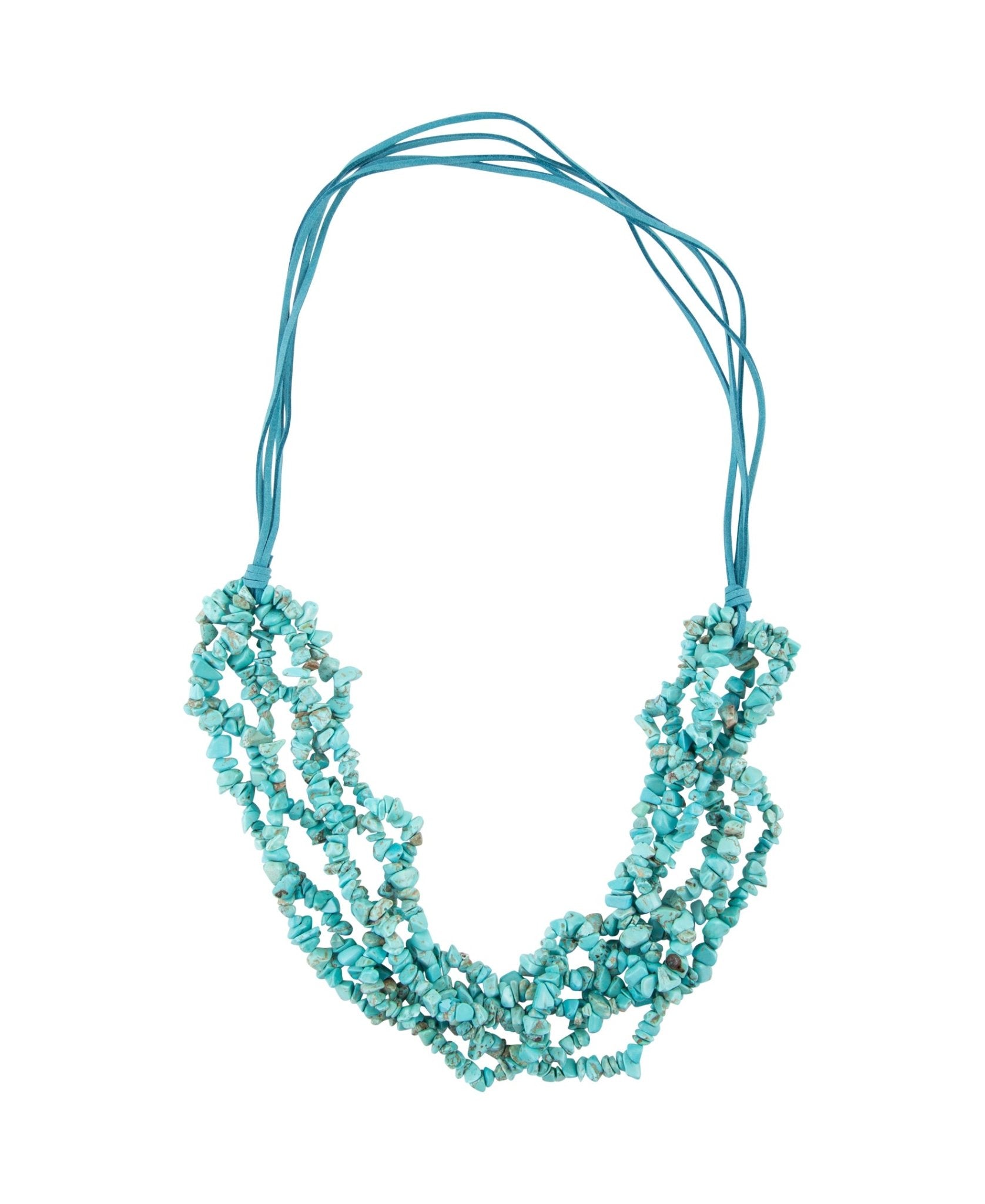 Six Strand Blue Turquoise Magnesite and Leather Statement Necklace Barse Jewelry