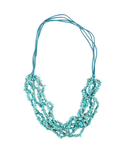 Six Strand Blue Turquoise Magnesite and Leather Statement Necklace Barse Jewelry