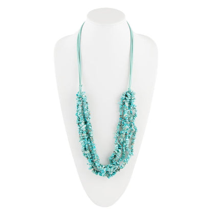 Six Strand Blue Turquoise Magnesite and Leather Statement Necklace Barse Jewelry