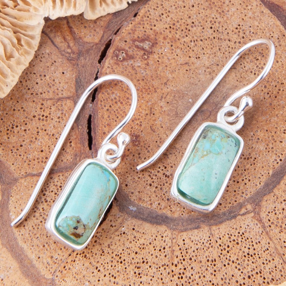 Small Blue Turquoise and Sterling Silver Drop Earrings Barse Jewelry