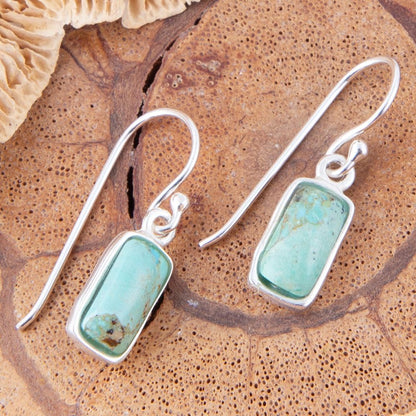 Small Blue Turquoise and Sterling Silver Drop Earrings Barse Jewelry