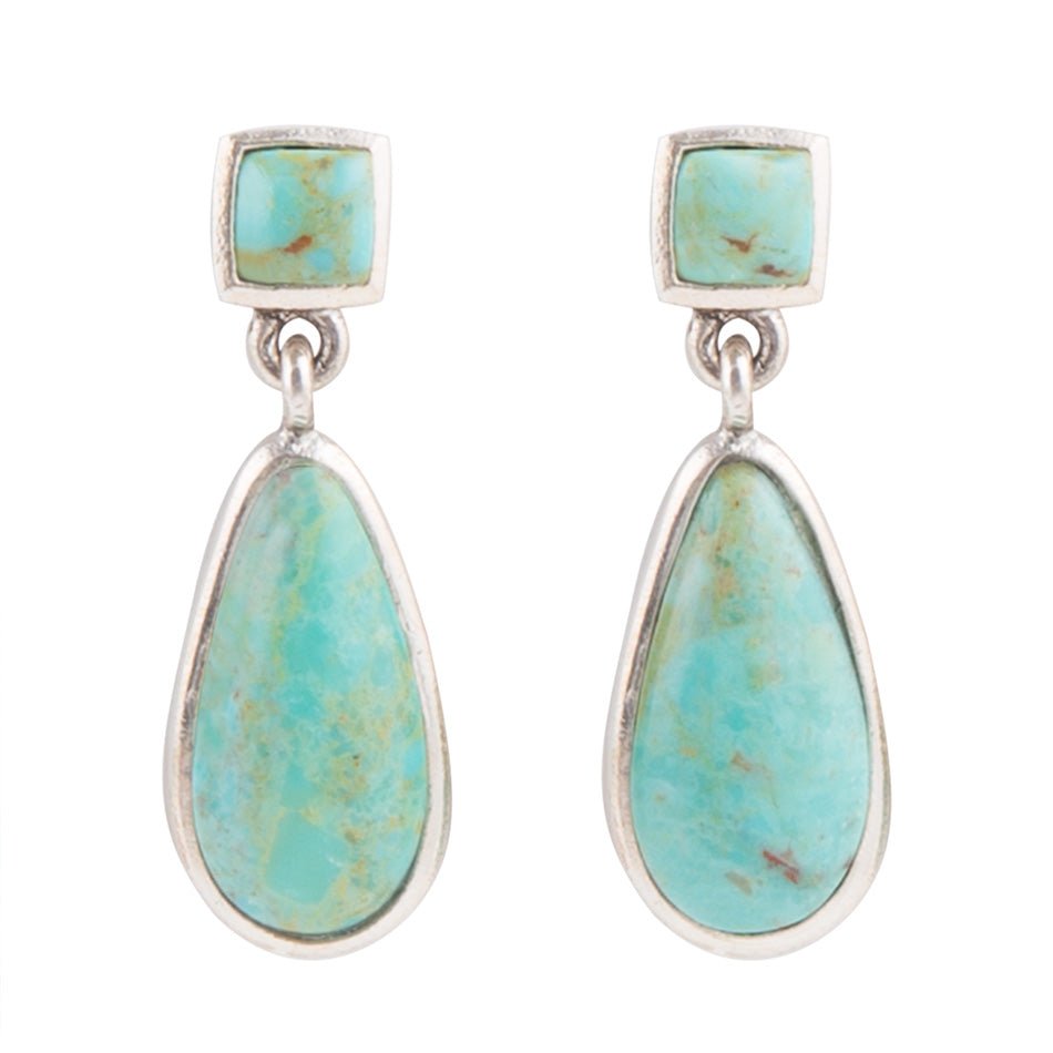 Smooth Teardrop Post Earring - Turquoise & Silver Barse Jewelry