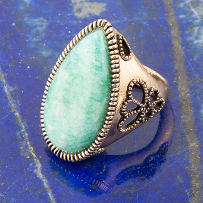 Soledad Blue Amazonite Golden Bronze Ring Barse Jewelry