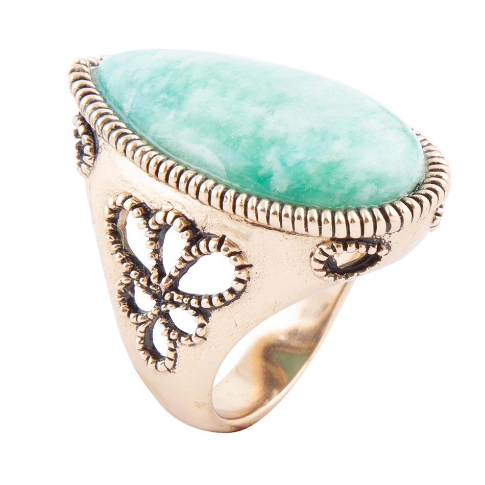 Soledad Blue Amazonite Golden Bronze Ring Barse Jewelry