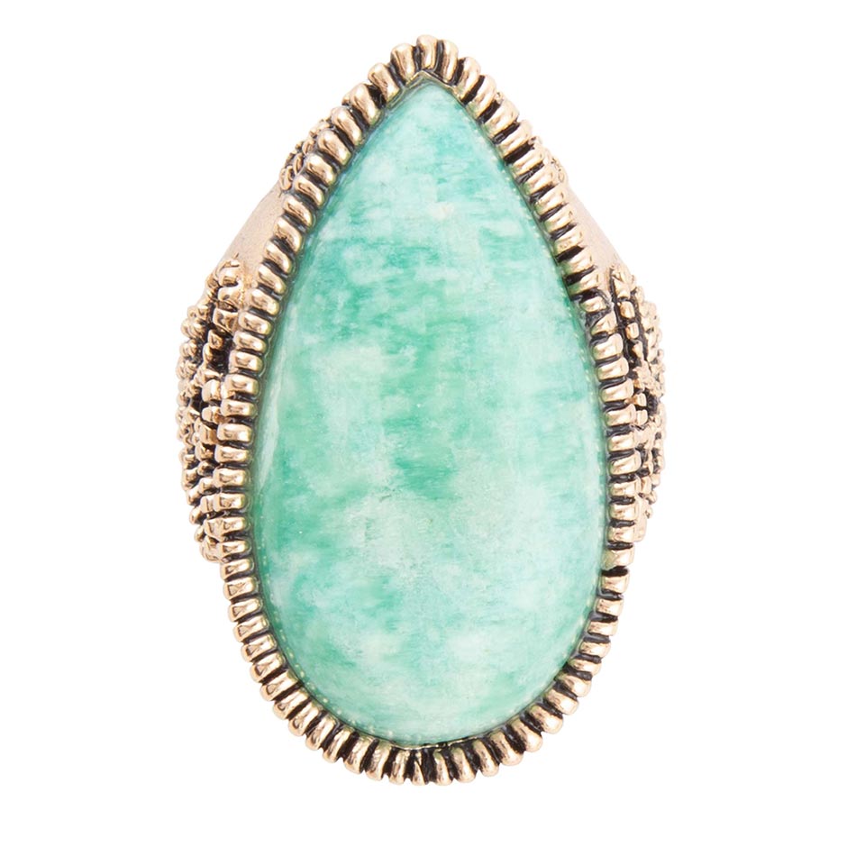 Soledad Blue Amazonite Golden Bronze Ring Barse Jewelry