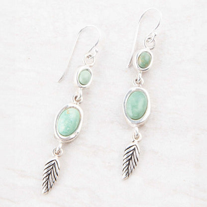 Splendor Turquoise Sterling Feather Earrings Barse Jewelry