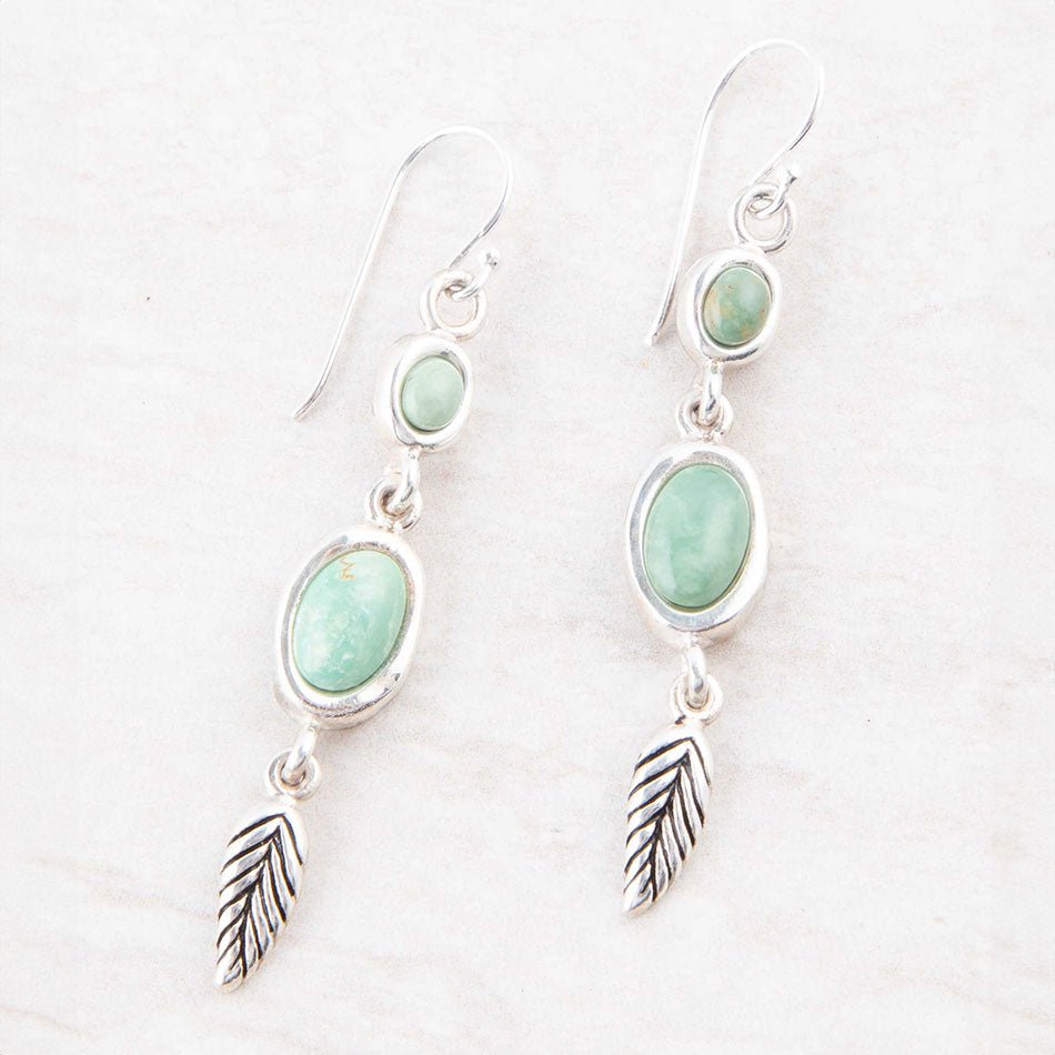 Splendor Turquoise Sterling Feather Earrings Barse Jewelry