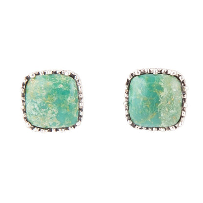 Squared Up Green Turquoise and Sterling Silver Stud Earrings Barse Jewelry