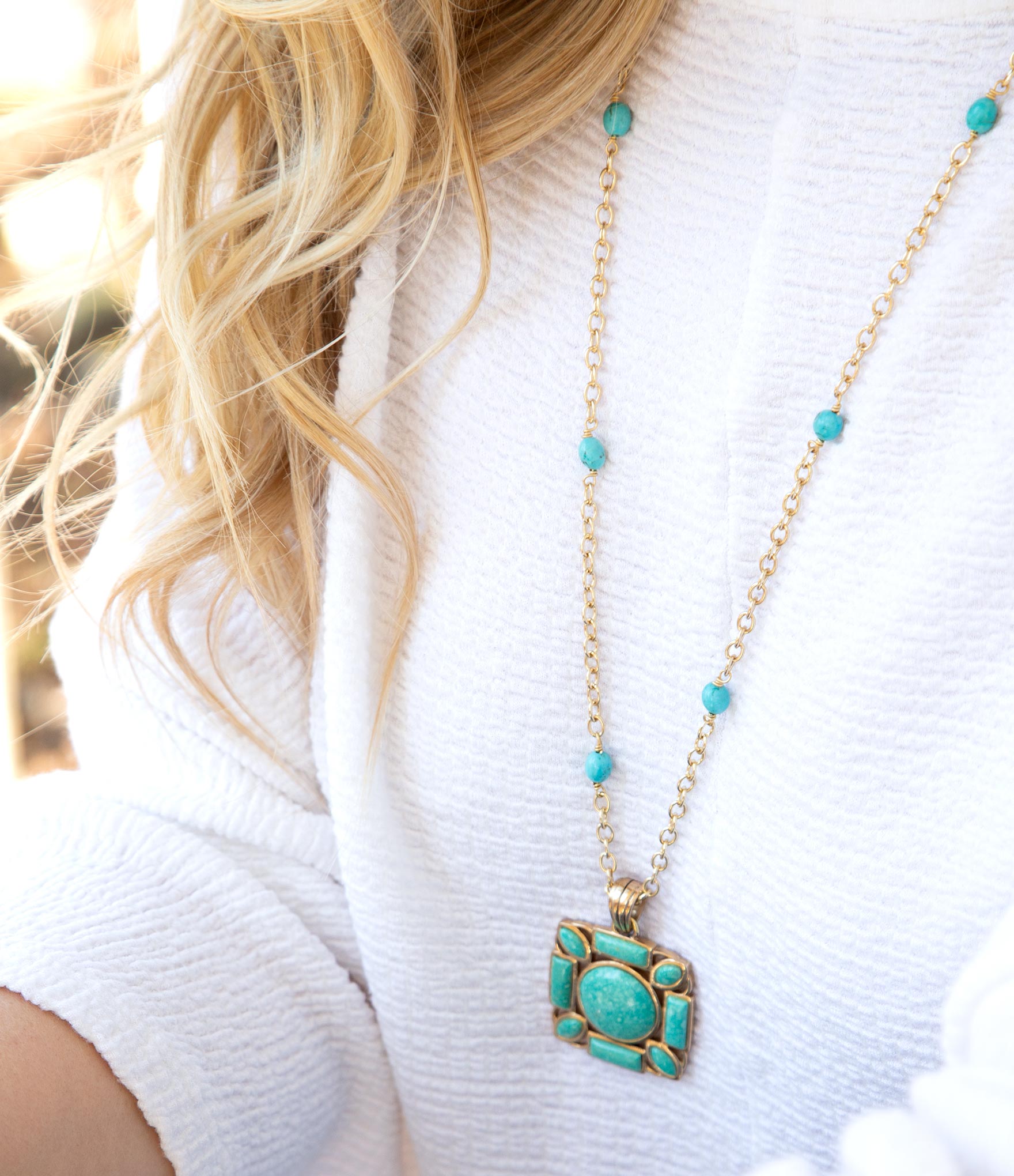 Squared Up Green Turquoise Pendant Necklace Barse Jewelry